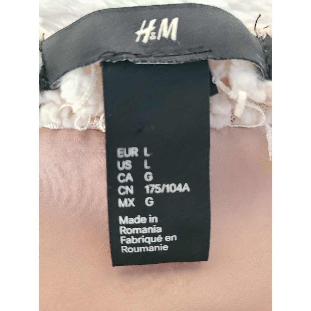 H&M Cream Ivory Popcorn Shaggy Loop Knit Open Front Cardigan Jacket Womens L - Picture 5 of 6
